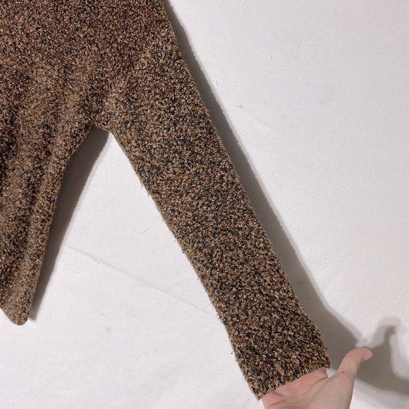 Vintage Au Coton Brown Mock Neck Sweater L - Picture 8 of 11